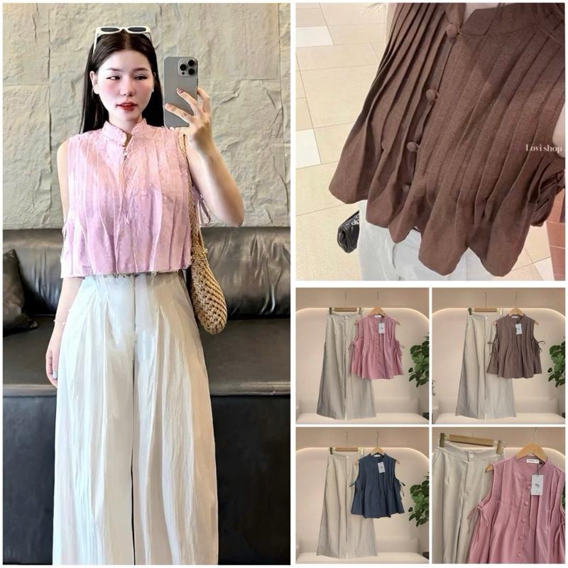   Hoa Hoang - 45-57kg-96cm  Sét babydol mix quần ống suông đủi lenin lưng chun  Hình chụp thật  