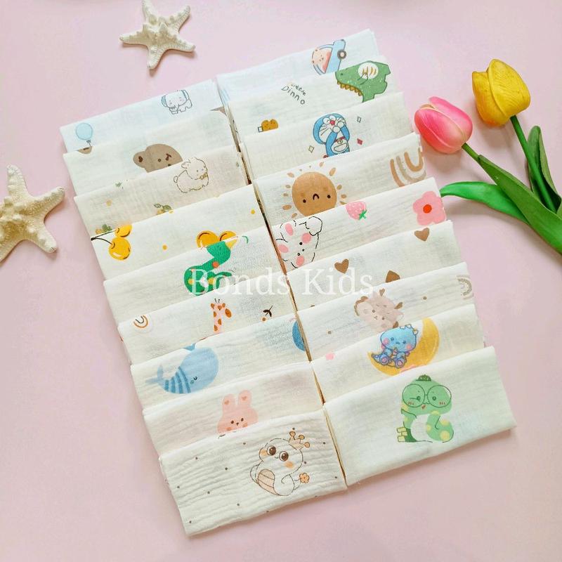Set 5 và set 10 khăn sữa cho bé, khăn xô muslin 2 lớp chất liệu mềm mại và thấm hút tốt