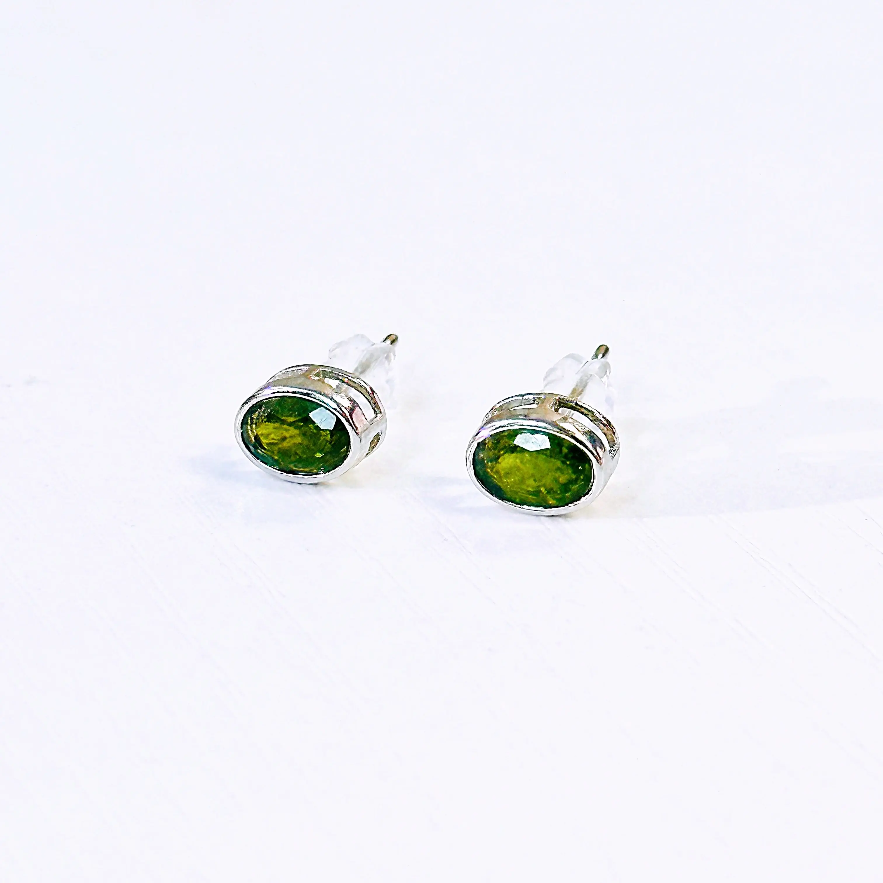 CRZtales Diopside Earstuds Natural Crystal Earrings
