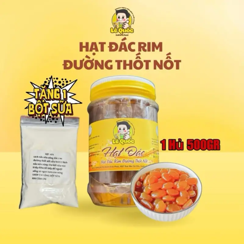 HẠT ĐÁC RIM ĐƯỜNG THỐT NỐT 1 HỦ 500GR ( TẶNG KÈM ) - 1  BỊCH BỘT SỮA - 4 0