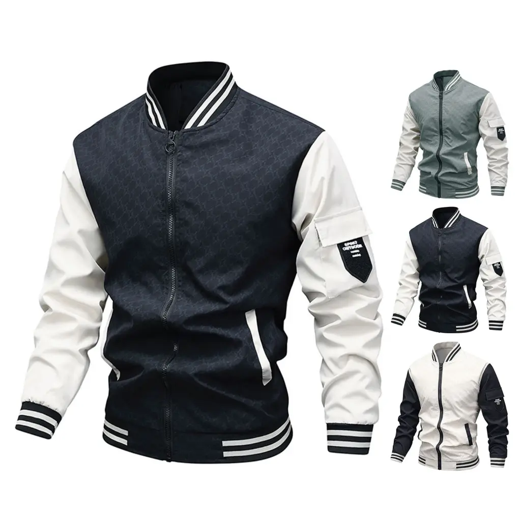 Aszuds Men Hooded Jacket Full Zipper Men Jacket Men's Lightweight Zip-up Baseball Jacket with Pockets for Travel and Sports Plus Size Options Available