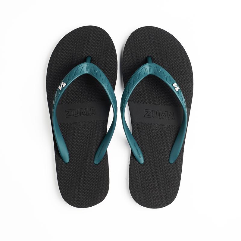 Zuma Men Classic 31 Black Turquoise, Sandal Jepit Pria Karet Polos, Hitam Pirus 3