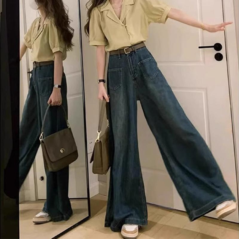 COD LULU Biru Retro High Waist Kuolt Celana Jeans Panjang Wanita 6