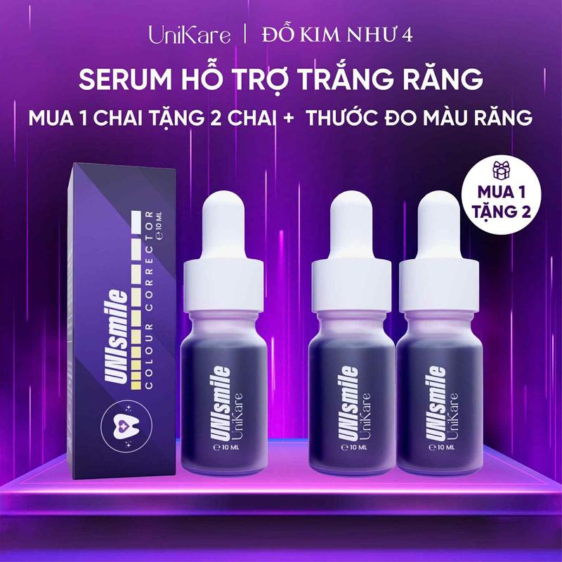 Mua 1 Tặng 2, Serum Hỗ Trợ Trắng Răng Unismile, Hỗ Trợ Cải Thiện Vàng Răng, Unikare, Dung Tích 10ml