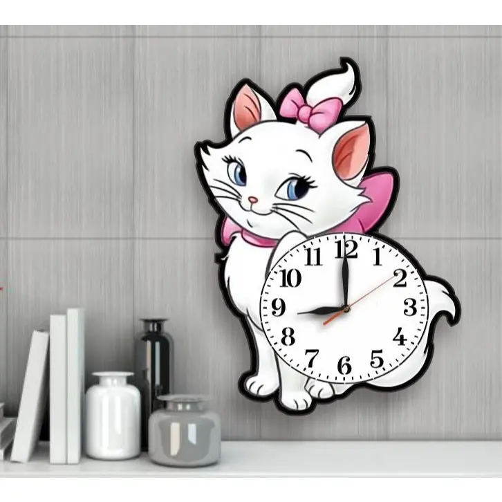 JAM DINDING LUCU KUCING IMUT/ HIASAN RUANG TAMU / HIASAN KAMAR TIDUR /HIASAN RUANG KERJA DLL