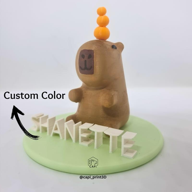 Figur Capybara Lucu Custom dengan Nama & Tumpukan Jeruk - Mainan Lucu - Toy Anak 3