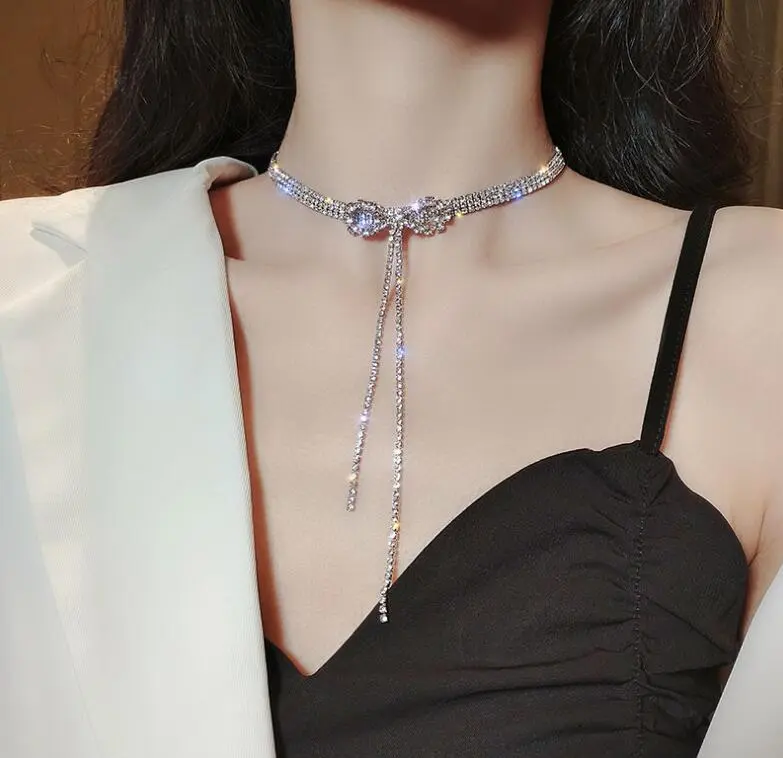 Vòng Cổ Tua Rua Nơ Cao Cấp Độc Đáo Nhật Bản Và Hàn Quốc, Với Dây Chuyền Xương Đòn Dành Cho Nữ Voi Hoa Trang Sức Sứ 0