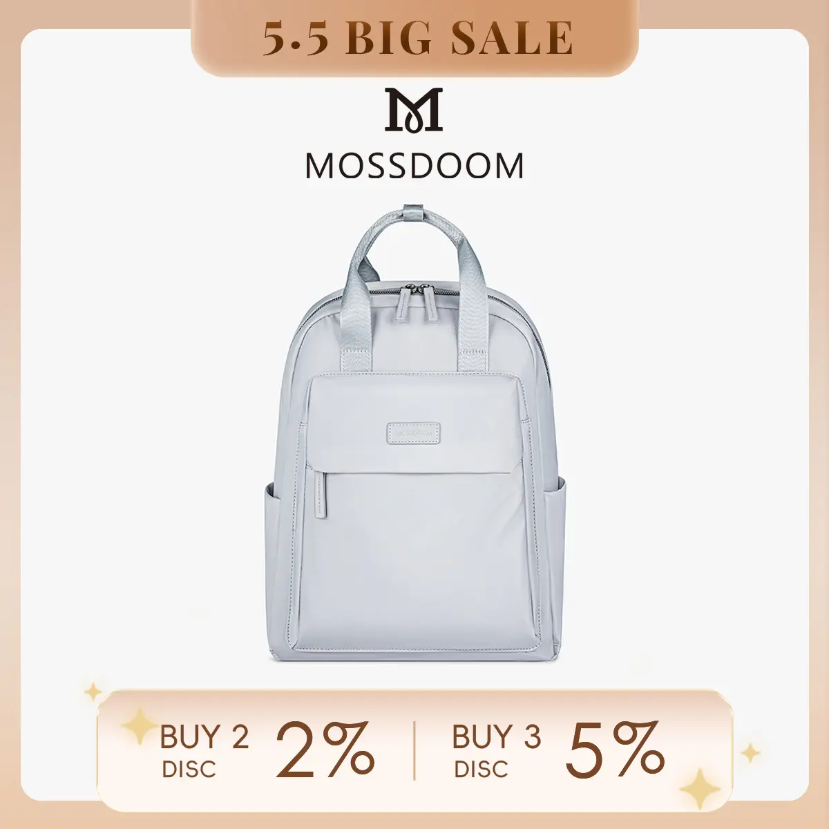 MOSSDOOM Tas Ransel Wanita Herve Backpack Tas Laptop Tahan Air Tas Sekolah Wanita Tas Ransel Praktis