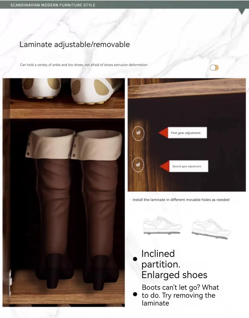 Product Introduction of 【Pre-order】Walnut colored solid wood large capacity shoe cabinet for home use, outdoor hallway, elevator entrance, marble balcony storage cabinet 24