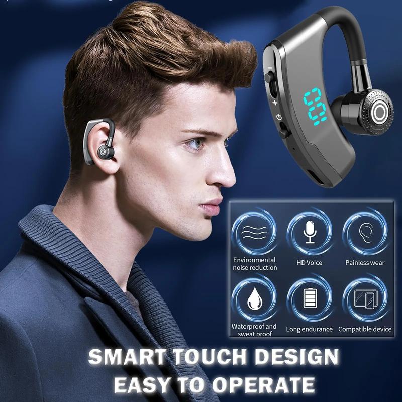 Tai nghe Bluetooth-compatible không dây V9 Pro, màn hình Led thông minh, tai nghe kinh doanh rảnh tay, móc tai, tai nghe nhét tai có micrô 2