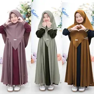 Baju Gamis Anak Ryan Syar'i Terbaru dengan Bahan Crinkle Airflow dan Aplikasi Renda Ukuran XL - Tanggung, Wanita