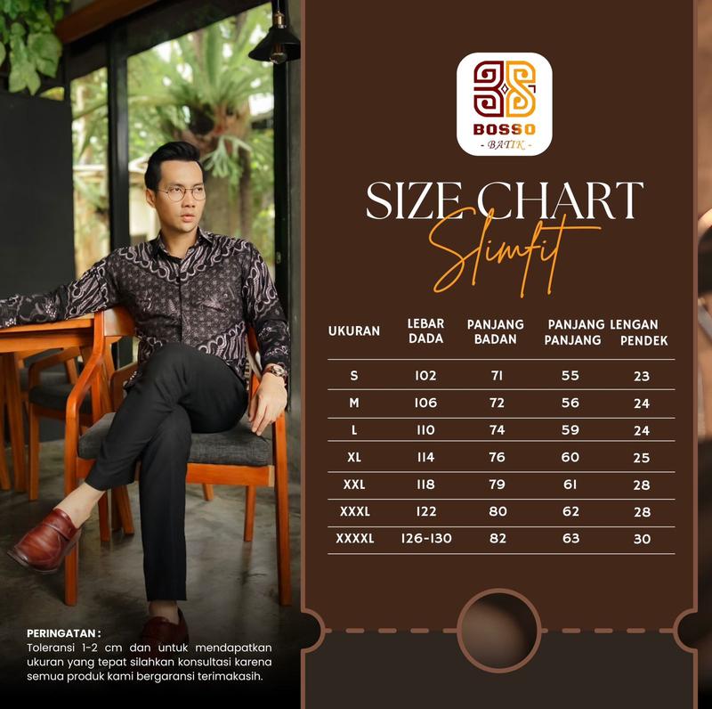 Batik Barata 2 katun slimfit kemeja denim pria premium Formal Motif Nyaman Panjang Kain Kerja Baju Hitam Biru Hem Casual Pendek Kantor Navy Cowok Distro kemeja  paspampres  original 6