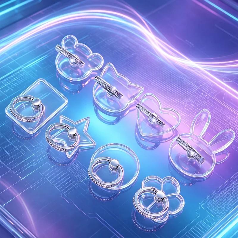 Giá đỡ điện thoại dạng nhẫn đeo ngón tay trong suốt, giá đỡ smartphone đa năng, giá đỡ ô tô cho điện thoại, phù hợp với iPhone và Samsung