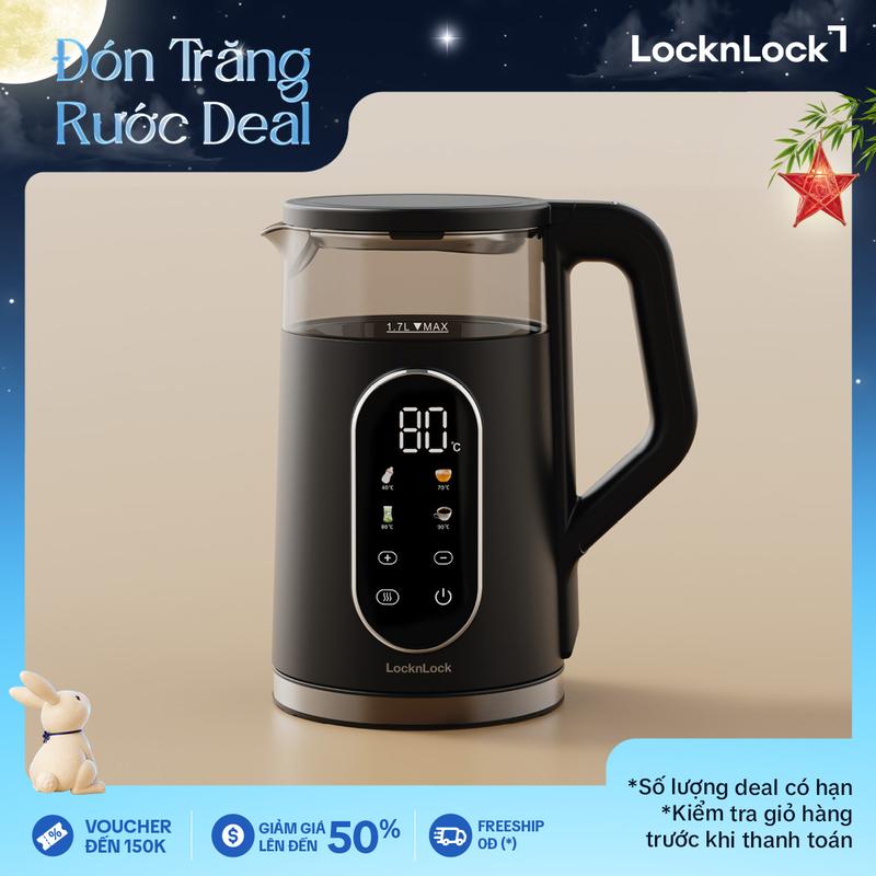 Ấm đun siêu tốc LocknLock Digital electric kettle 1.7L- Màu đen EJK286BLK 5 chế…