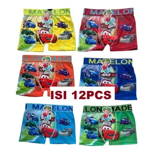 12pcs Boxer Anak Cowok MADELON Karet Pinggang - Dalaman Segiempat Laki-laki Bahan Katun Nyaman Dipake Seharian