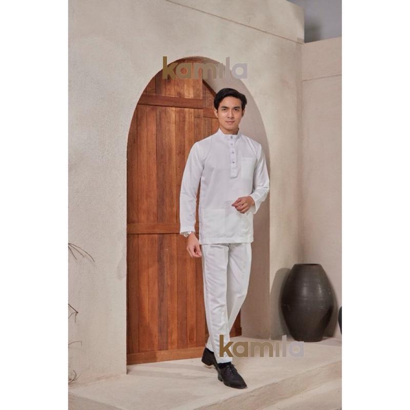 Product Introduction of (Setelan Baju + Celana)~ Broken white/baju melayu pria malaysia/teluk belanga satin silk viral kerah sanghai 2