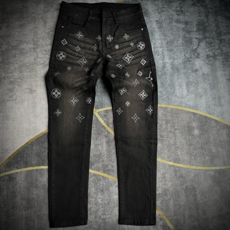 Quần jean nam dài màu đen loang in hoạ tiết trẻ trung sang trọng chất vải dày dặn hàng mới Menswear Top