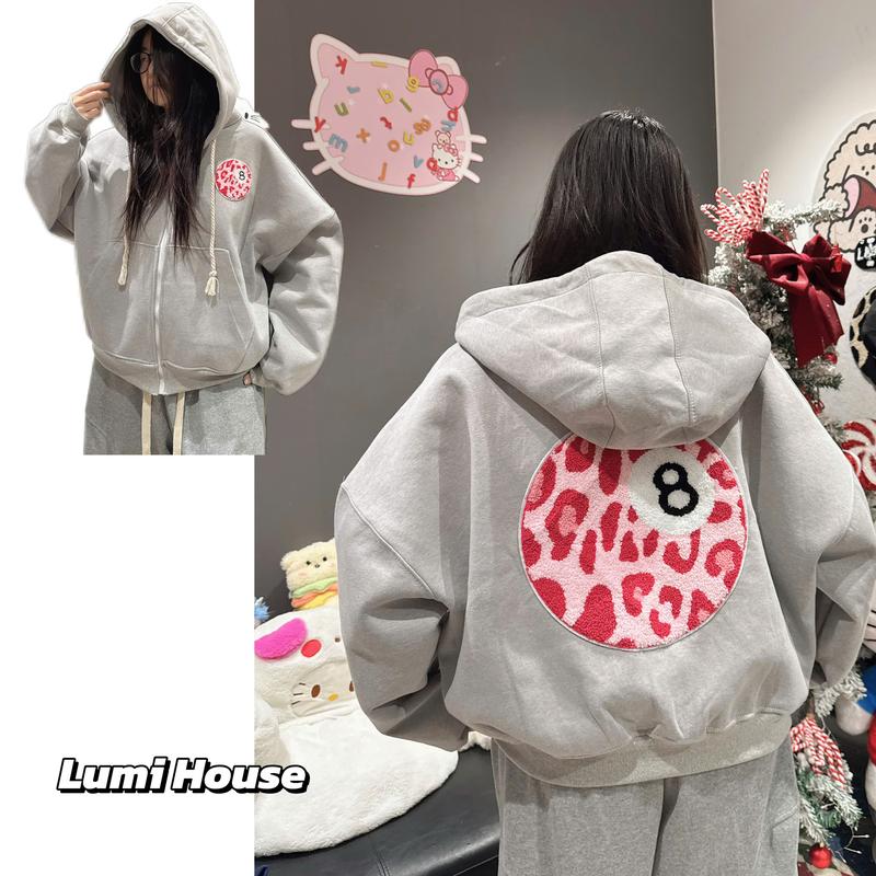 VẢI DÀY MÙA ĐÔNG MỞ BÁN LUMI HOUSE ÁO KHOÁC HOODIE ZIP FORM BOXY RỘNG áo kiểu nữ đang hot 2025 CHẤT LIỆU NỈ HAI LỚP DÀY ÉP HÀN MỚI HÌNH THÊU XÙ BI-A STYLE HIP HOP K01