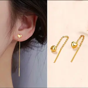 Anting Jurai motif Love dan bola kecil titanium anti karat stainless steel