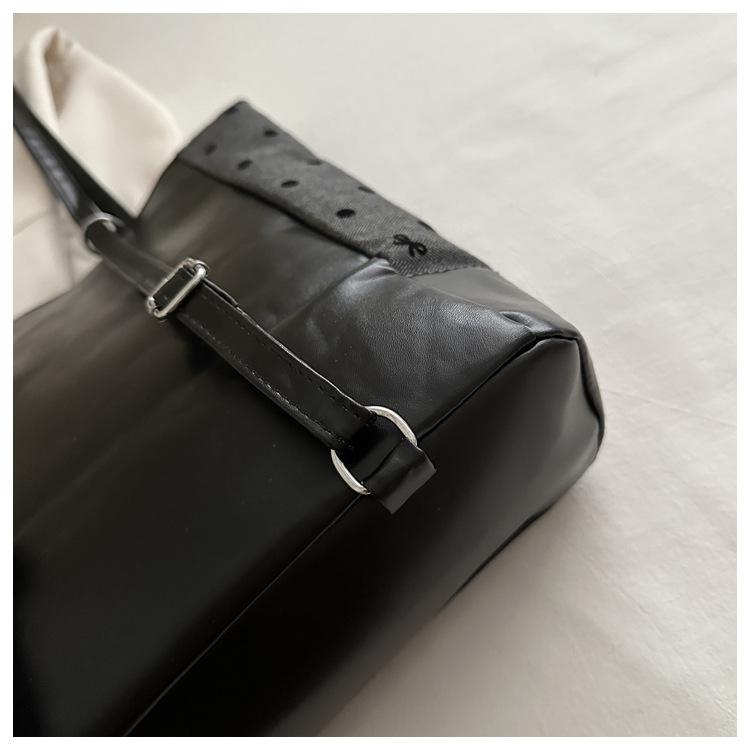 Polka dot print bow shoulder bag fashion trend large capacity casual bag underarm tote bag para sa mga kababaihan