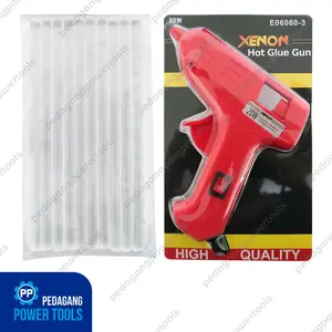 Paket XENON Glue Gun 20 Watt + 10 pcs Refill Lilin Lem Tembak Stick