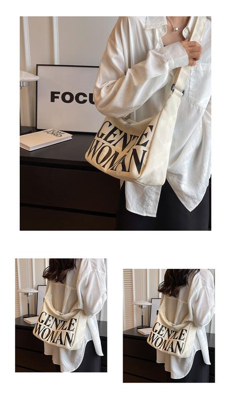 Product Introduction of Gentlewoman-printed canvas bag for men, shoulder bag with diagonal straddle, with zipper, black and white women crossbody bags 1