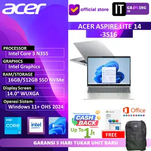 ACER ASPIRE LITE 14 AL14 INTEL CORE 3 N355 8GB 256GB W11+OHS+M365B 14.0 FHD IPS