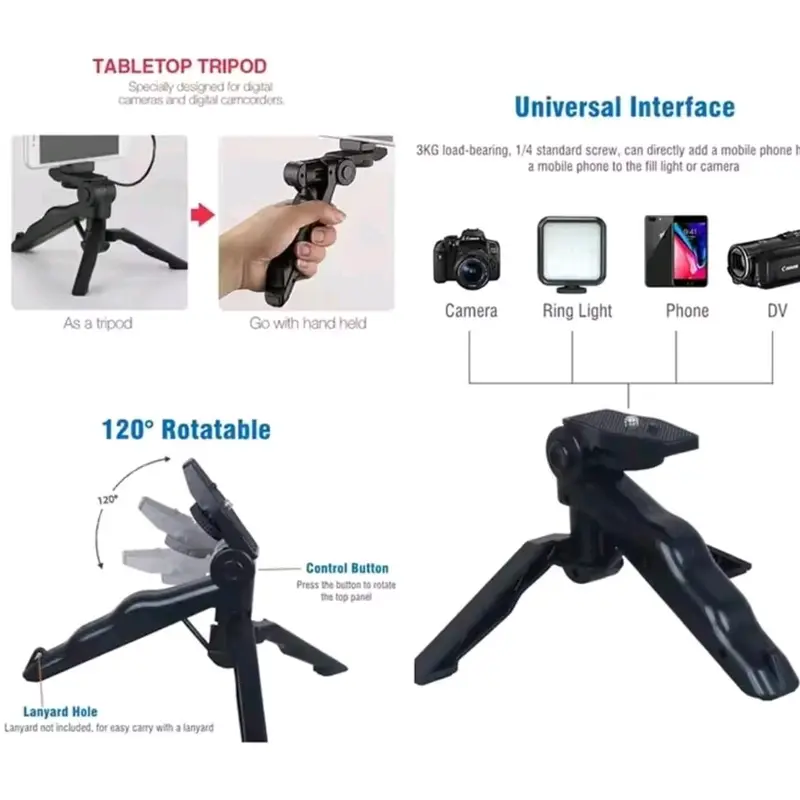 Vlogging Kit Tripod Mini Holder Alat Vlog Hp Lengkap Vloger Handphone 5 in 1 Item Led Light Phone Microphone Remote Bluetooth Kamera Lampu Wireless 6