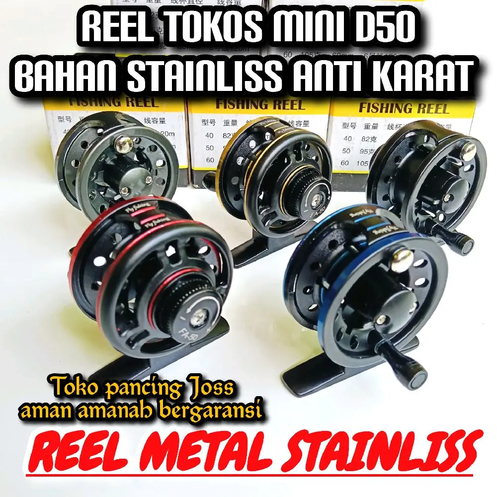 Reel Tokos Metal Stainlis Anti Karatan Cocok untuk Joran Tegek Ukuran D50 Pancing