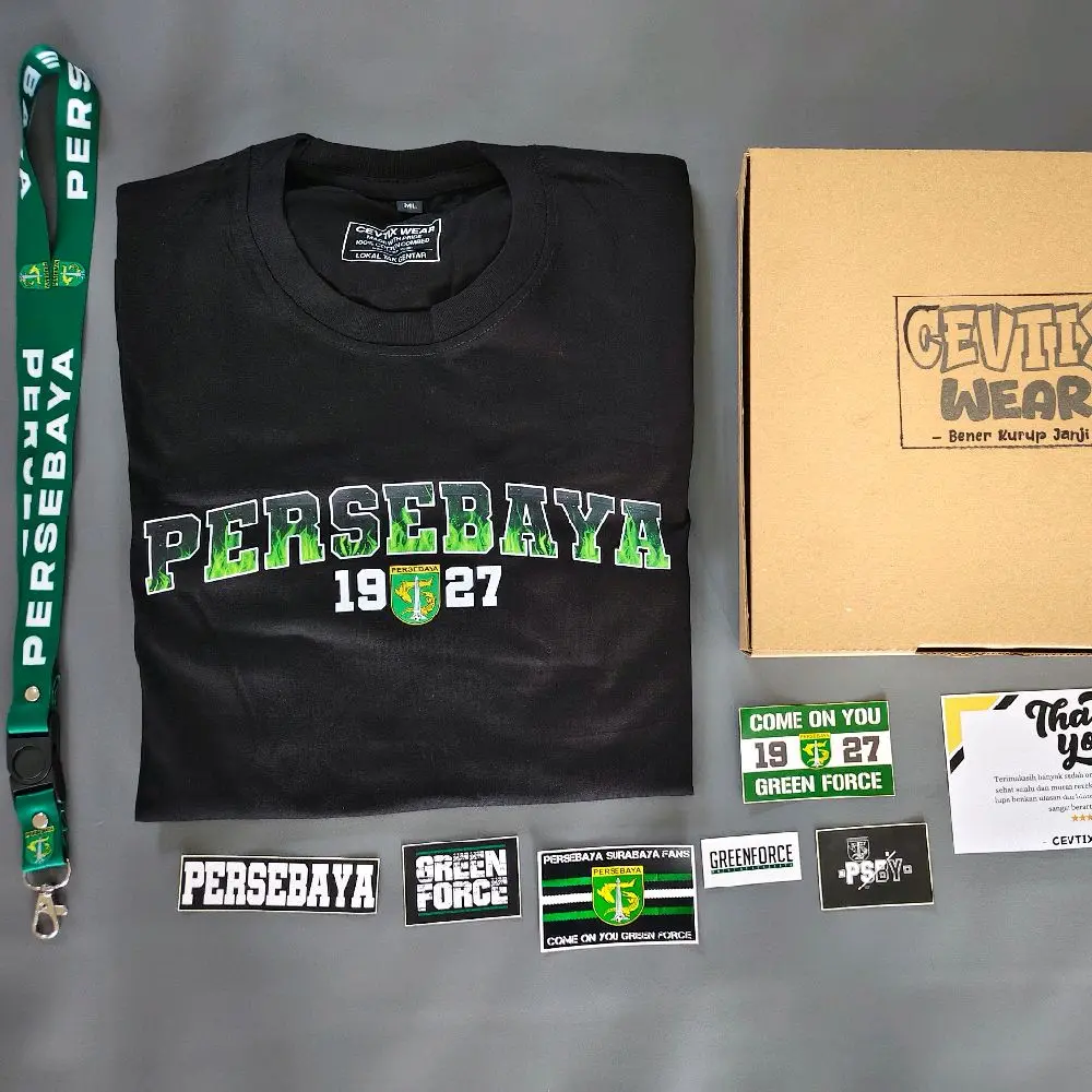 KAOS PERSEBAYA BONUS LANYARD PREMIUM BOX STIKER