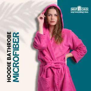 Mipacko Handuk Kimono Mandi Microfiber Tangan Panjang Hoodie Dewasa