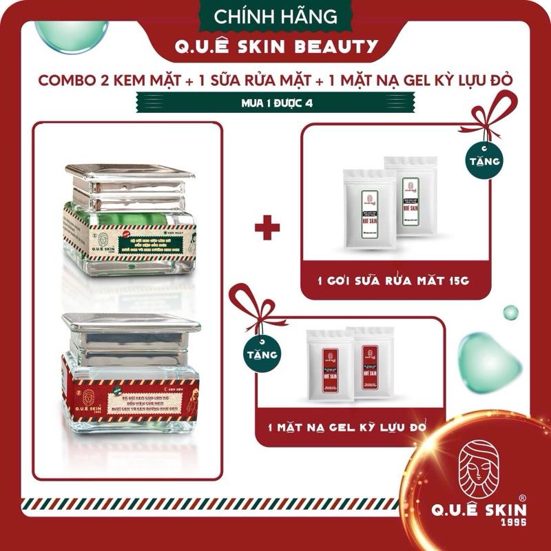 BỘ NÁM FACE ngày & đêm từ bưởi cam vàng lô hội THƯƠNG HIỆU Quê Skin TẶNG gói kem kỳ than tre 18g + 1 gói sữa rữa mặt 15g chăm sóc da Skincare cho Tất cả các loại da nam nữ