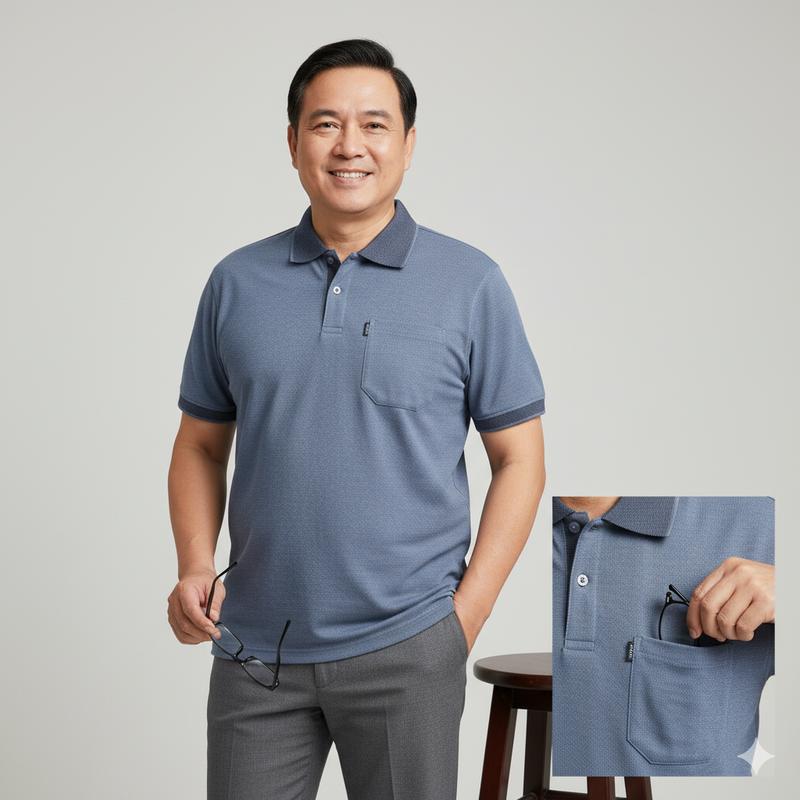  Áo Thun Polo Nam Trung Niên  Menswear Có Cổ Có Túi Just-P Chất Cá Sấu Cotton Cao Cấp Nhiều Màu Co Giãn 4 Chiều Thấm Hút Mồ Hôi  Có Xẻ Tà Gấu  Có Hộp  