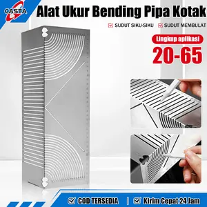 CASTA Penggaris Lipat Baja Tabung Persegi Multifungsi untuk Menandai Sudut Bulat dan Garis Siku 90 Derajat, Presisi Tinggi untuk Las, Hollow dan Konstruksi