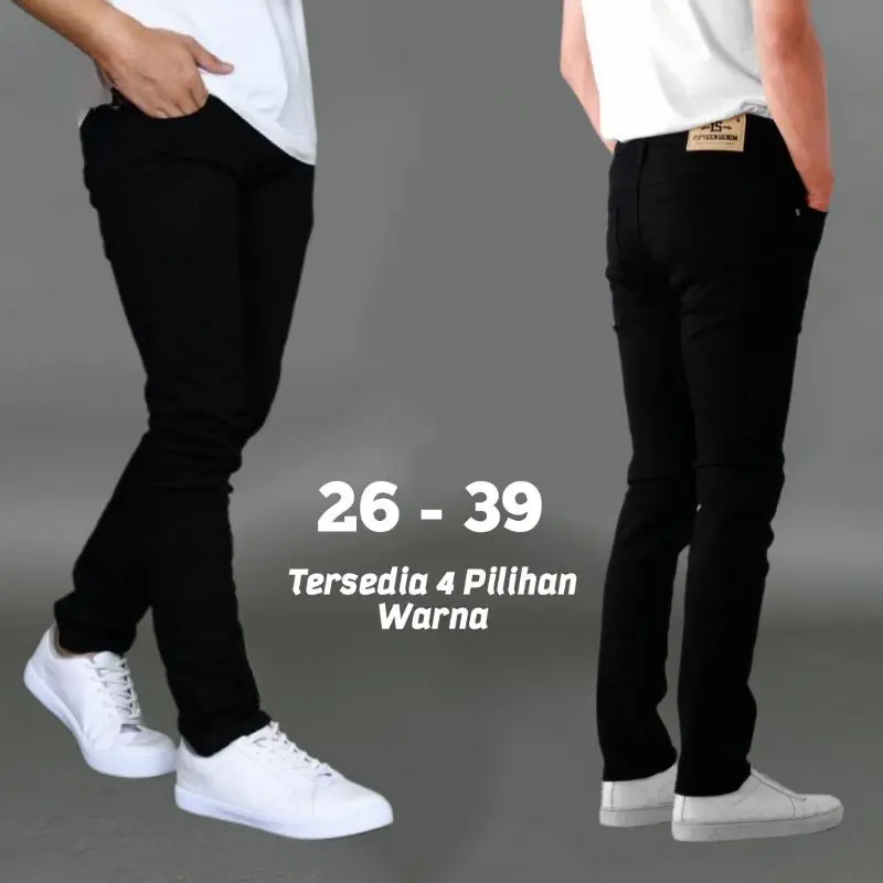 Celana Jeans sobek robek Ripped Abu pria model Slim fit premium 3