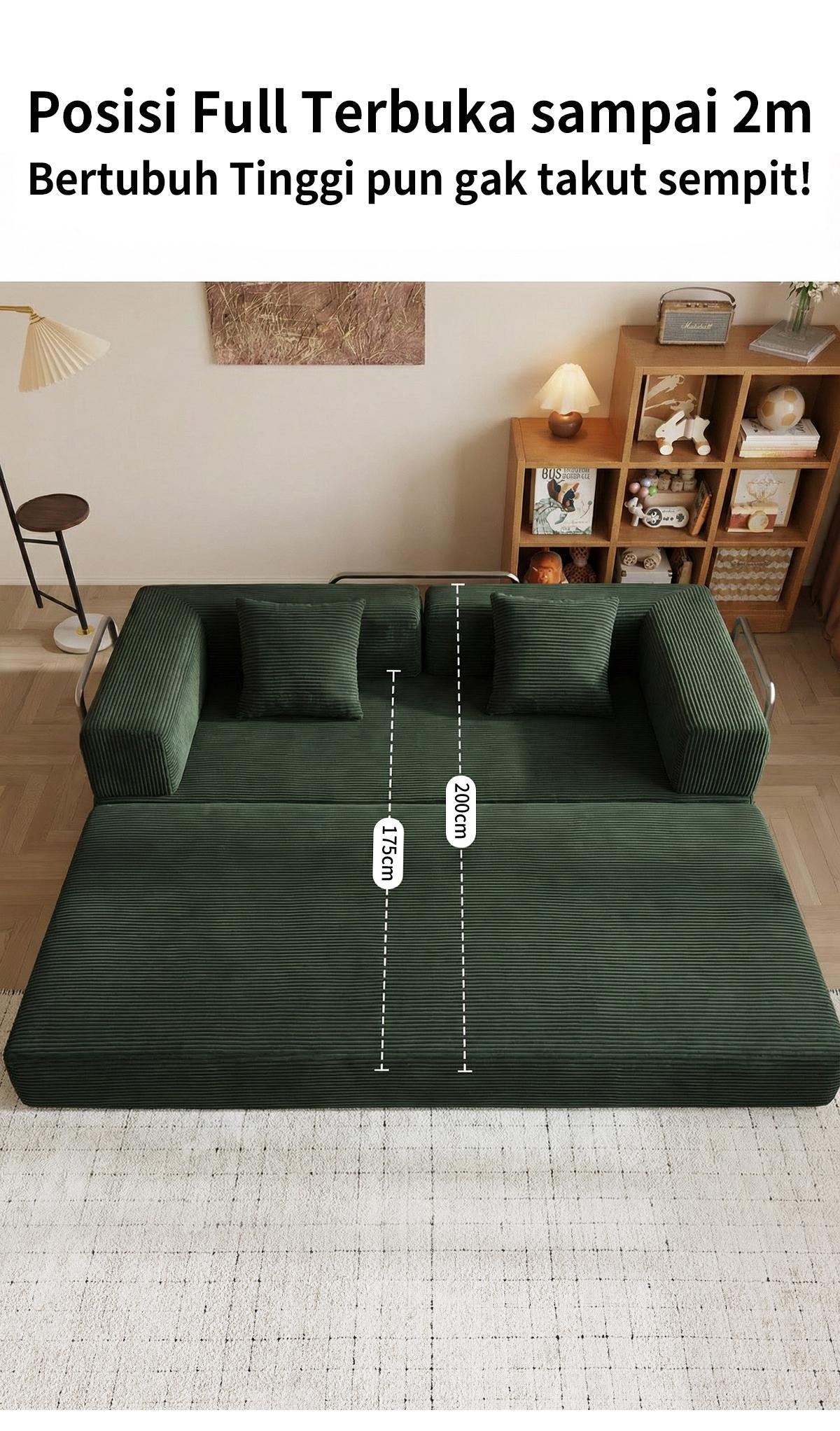 MossWood Sofa Bed Lipat Retro 2026 Desain Teddy Kecil untuk Ruang Tamu Kombinasi Moduler 2in1