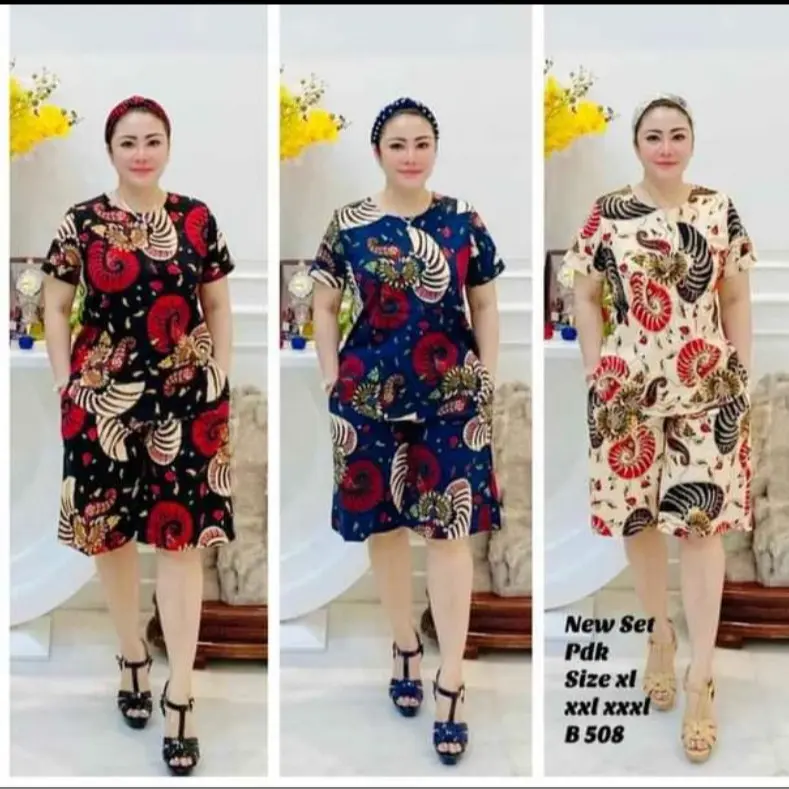 Setelan katun dewasa muat standar dan jumbo max 90kg Motif