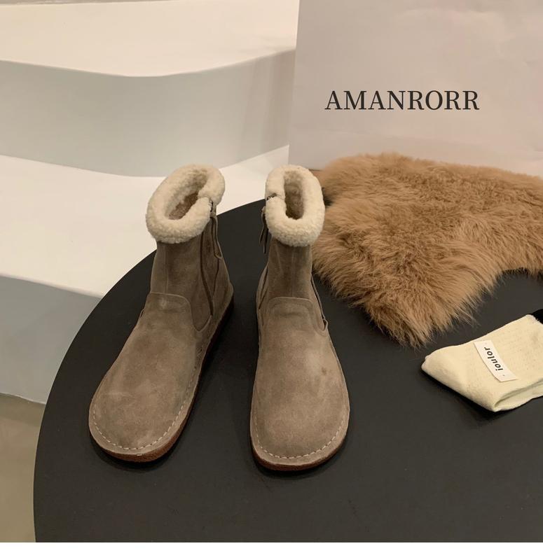 Product Introduction of Winter New Flat Snow Boots Women's New Trend Mid Calf Boots Plus Warm Fashion Cotton Shoes Fur Leisure Footware 19