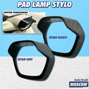 CAP HONDA STYLO 160 PETLAMP GARNISH COVER LAMPU DEPAN HONDA STYLO RING TOPI HEADLAMP STYLO HITAM DOFF DAN GLOSSY ORIGINAL MOSCOW BAHAN ABS TEBAL SET DENGAN PEREKAT DOUBLE TAPE PNP COVER FRONT LAMP PAD LAMP STYLO 160 ABS TERBARU AKSESORIS MOTOR