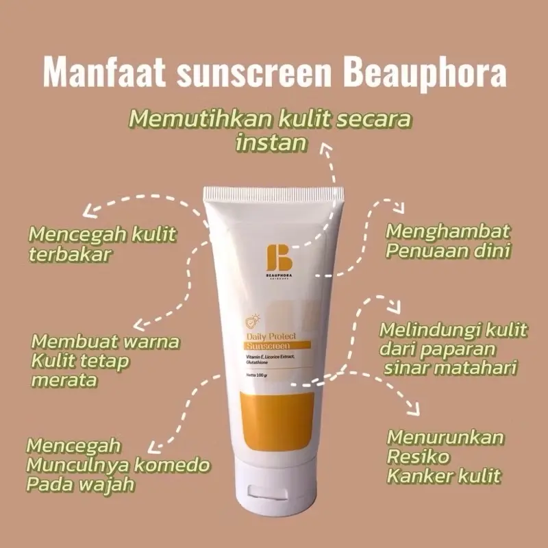 Lotion Beauphora Sunscreen Memutihkan Kulit Wajah - Waterproof, Mencerahkan, Facial, Berminyak, Vitamin Sunblock Kusam 4