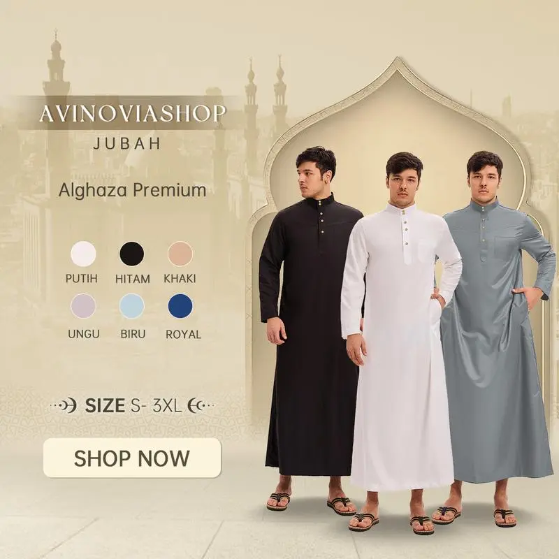 Lengan Panjang Jubah Slimfit Gamis Jubah PriaJubah pria muslim pria busana muslim jubbaalfaan jubah Alzan hitam jubah putih jubah gamissaudi