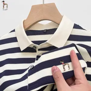 OLET Polo Shirt Pria Baju Polo Embroidery Kaos Stripe Lengan Pendek Kerah Premium Kancing Panjang M-3XL