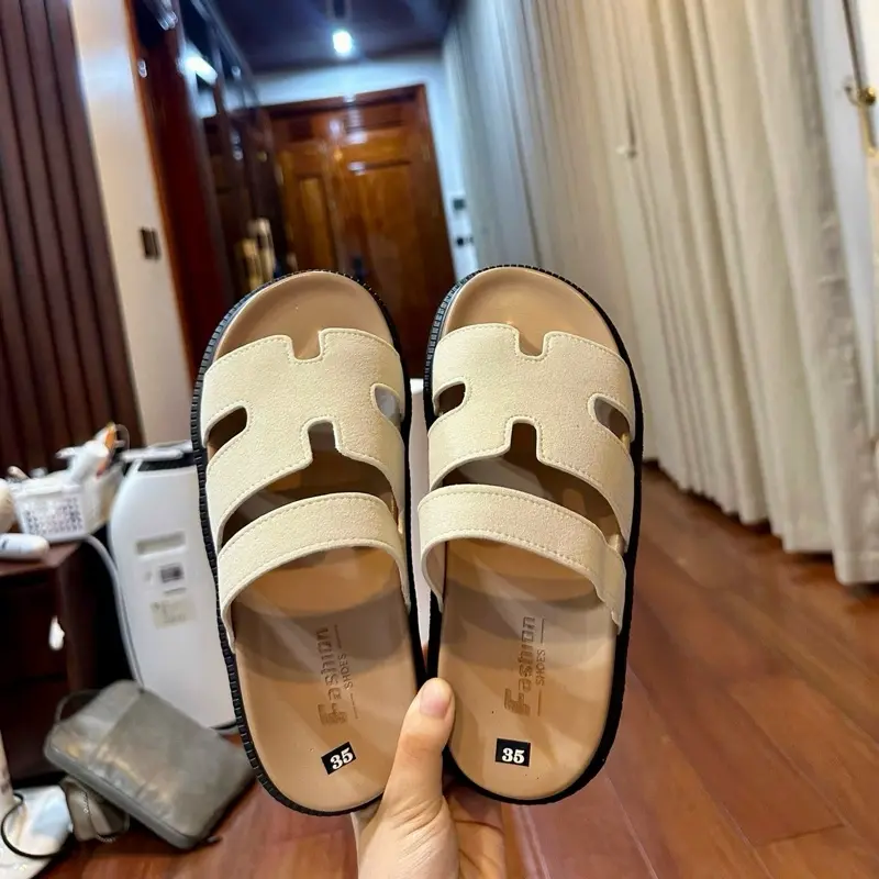 Dép nữ chữ H quai ngang da cao cấp dành cho chị em rất đẹp, êm ái, thời trang và phong cách