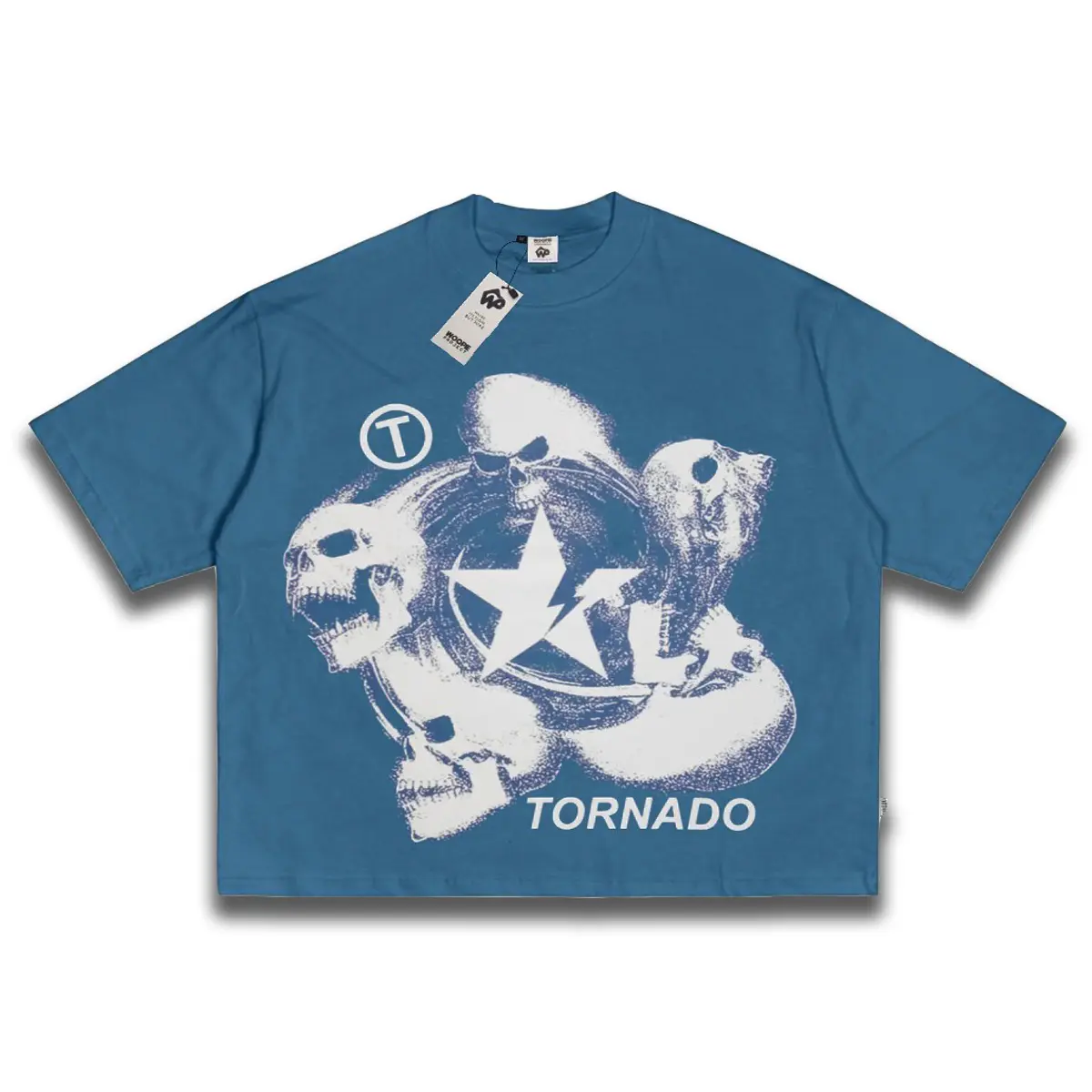 Woopie Project Boxy Fit Pria Wanita Oversize Blue Baju Skena Vintage T-shirt Motif Keren | Kaos Distro Cowok Katun Combed 20s 200gsm Lembut Nyaman Sablon Platisol Printing
