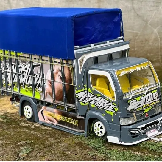 mainan miniatur truk oleng kayu asli oleng gasrik bisa maju mundur full variasi lampu led dan bonus terpal Hadiah