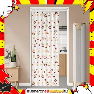 Tirai Kamar Mandi Shower 200 x 180 Waterproof Penyekat Ruangan Hordeng Kait Bahan PEVA Tebal Merek KOTAKIN