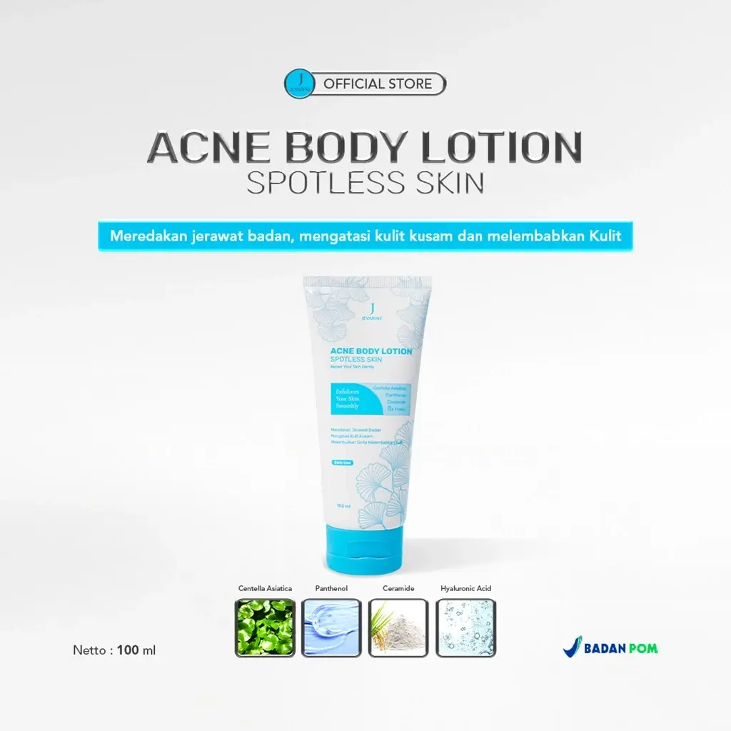 Acne Body Lotion Spotless Skin 1PCS - Mengatasi Jerawat Badan, Kulit Kusam, dan Melembabkan Kulit | Berjerawat Mencerahkan Perawatan Tubuh Mengencangkan Niacinamide Ceramide Kering Hyaluronic