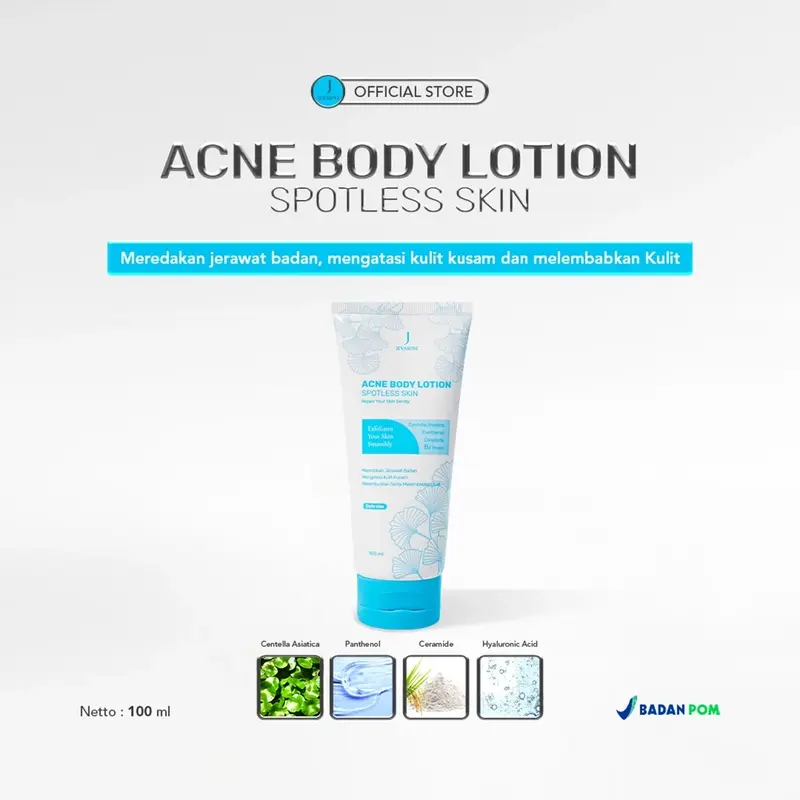 Acne Body Lotion Spotless Skin 1PCS - Mengatasi Jerawat Badan, Kulit Kusam, dan Melembabkan Kulit | Berjerawat Mencerahkan Perawatan Tubuh Mengencangkan Niacinamide Ceramide Kering Hyaluronic 0