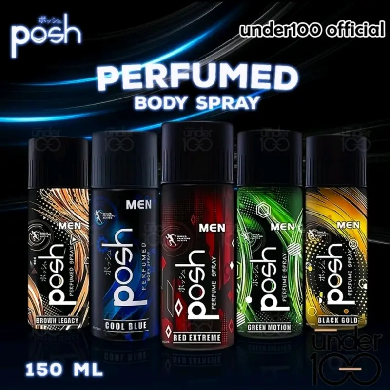 Parfum Spray Pria POSH 150ml, Tahan Lama & Bau Badan Deodorant Spray Tubuh 0