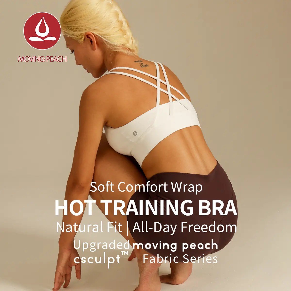 MOVING PEACH Sports bra Skin-friendly yoga bra High Support Running Bralette ABO